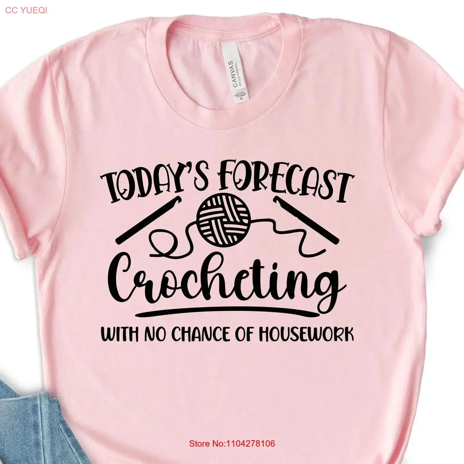 Today's Forecast Crocheting With No Chance Of Housework Crafter T Shirt I'd Rather Be Funny vintage Washed designer clothes