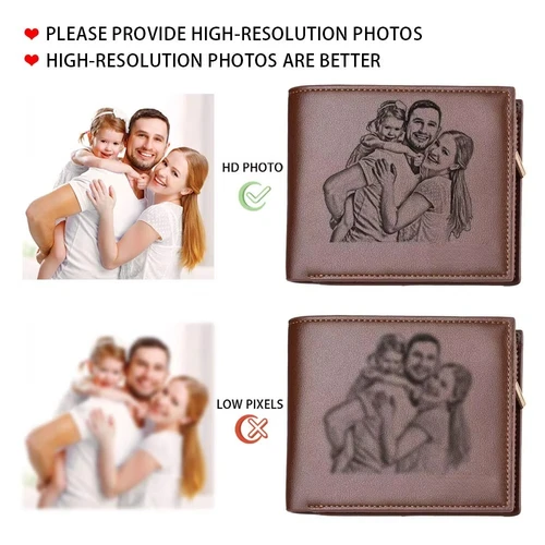 Imagen 2 del producto Cartera con foto personalizada para papá, regalo personalizado del Día del Padre para hombres con cremallera y bolsillo para monedas, tarjetero con imagen