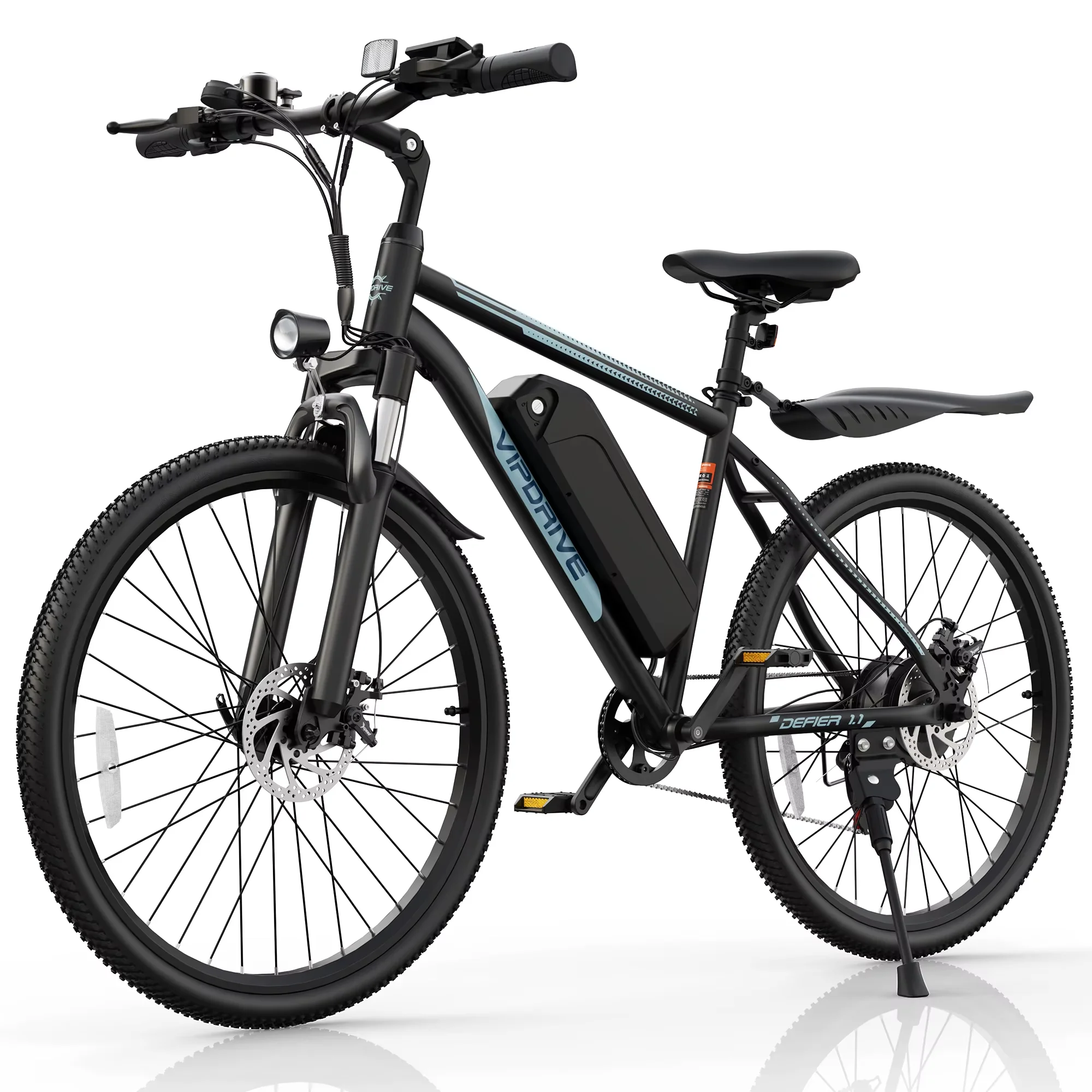 VIPDRIVE Defier 1.1 Adult Electric Bike, 750W Peak Motor, 48V 7.8Ah Battery, 26" Tire, 20MPH Mountain & Road Ebike
