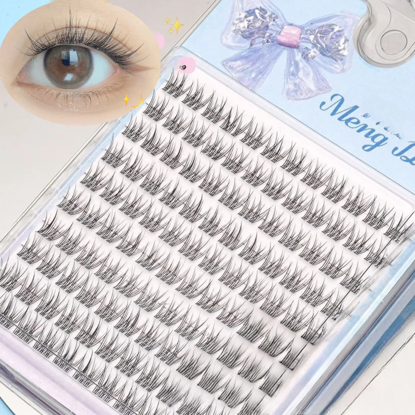 Pestañas Postizas Ultra-Ligeras Naturales con Efecto Cola de Pez, Estilo Manga, Ojo de Gato, Extensiones Voluminosas, Kit de Maquillaje Portátil para Viajes y Uso Diario