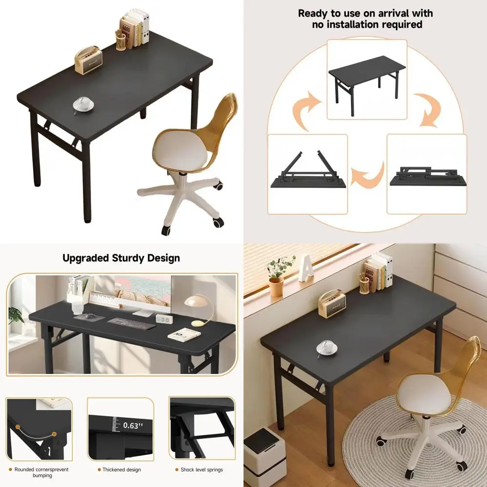 Space-Saving Foldable Computer Desk for Bedroom, Study, Living Room - No Assembly Needed
