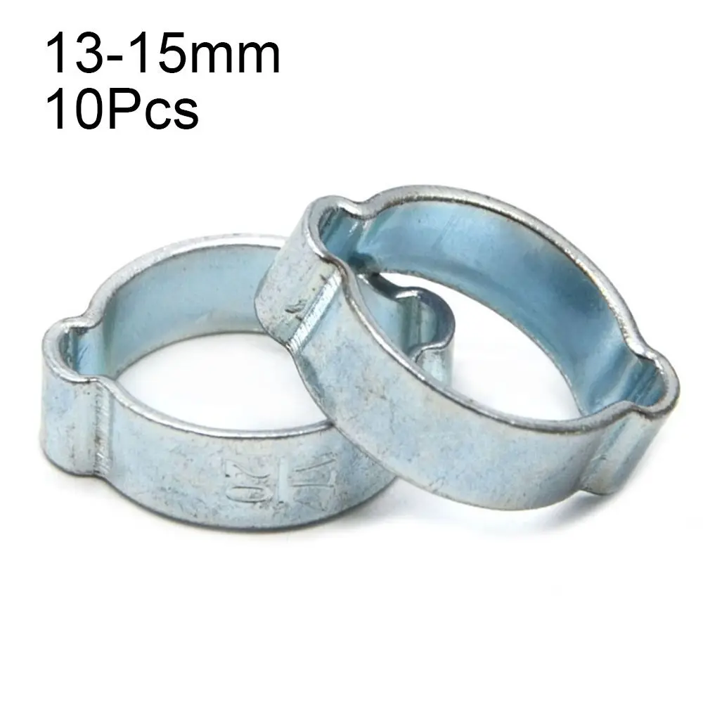10Pcs Durable Double Ears Hose Clamp Worm Drive Fixed Pipe Clip Assortment Kit Zinc Plated Pipe Hoop Fuel Tube Water Pipe