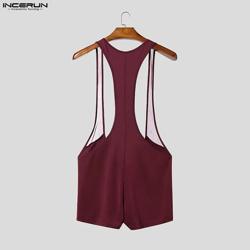 INCERUN Men's Bodysuits Solid Color Cozy Sleeveless Rompers For Man Tank Tops Summer 2026 Casual Playsuits Male Bodysuit S-3XL image 5