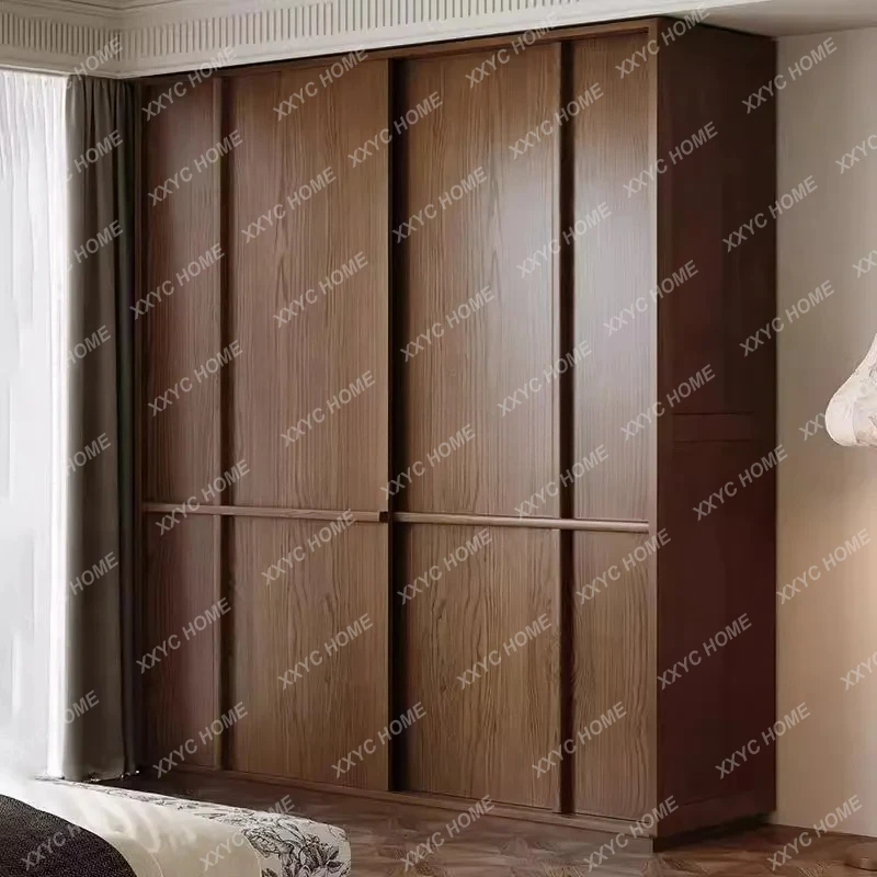 SM sliding door wardrobe household bedroom simple modern small apartment medium ancient style hanging wardrobe