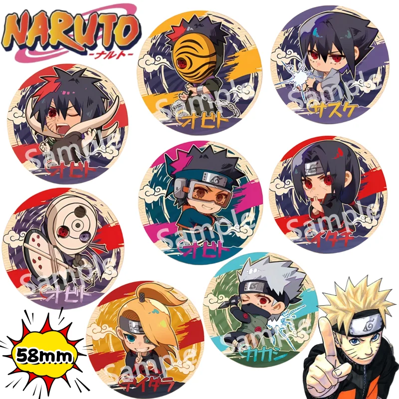 Naruto Uzumaki Naruto Uchiha Sasuke Haruno Sakura Hatake Kakashi Abzeichen Kreativ Ich gute Wert DIY Anime Peripherie Brosche 58 mm