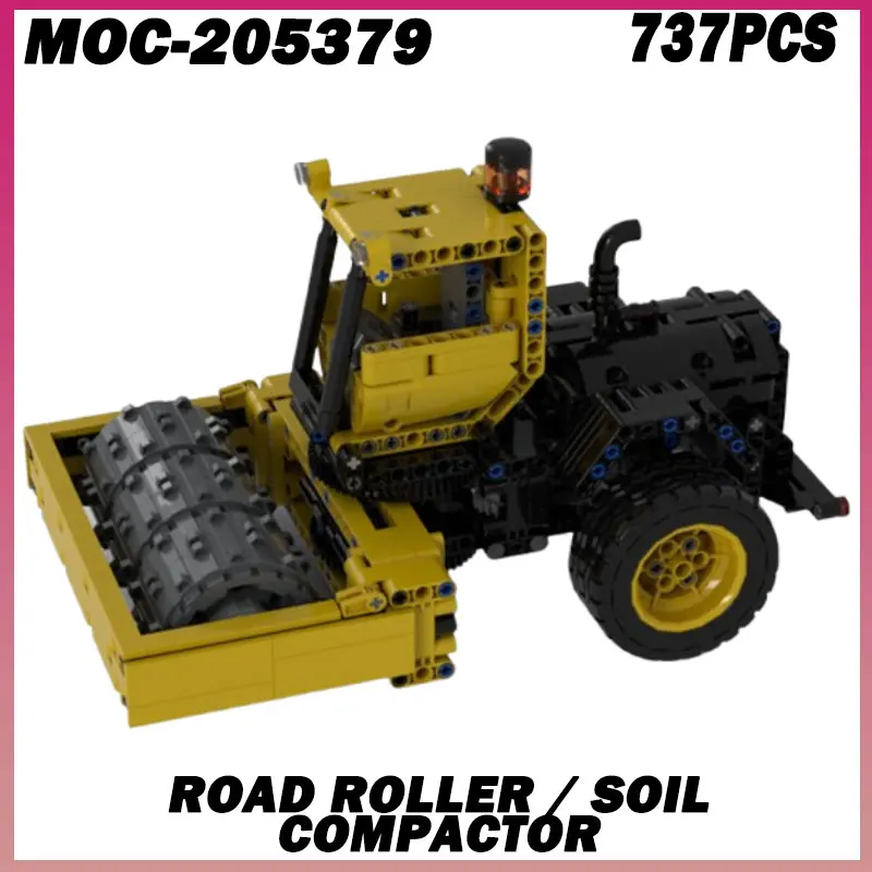 

737PCS MOC-205379 Road Roller / Soil Compactor City Construction Tractor Harvester Building Block Kits Truck Farm Construction