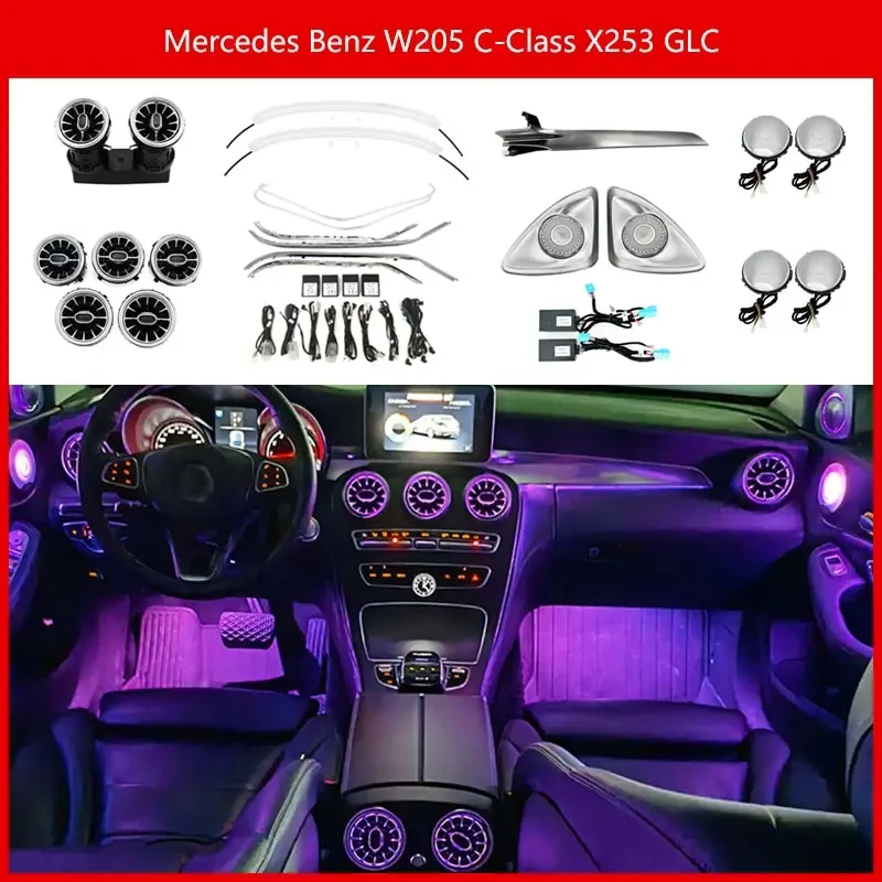 

Ambient Light 3/64 Colours For Mercedes-Benz C- Class Glc Coupe W205 C43 C63 X253 LED Vents Speaker Decorative Lamp Retrofit