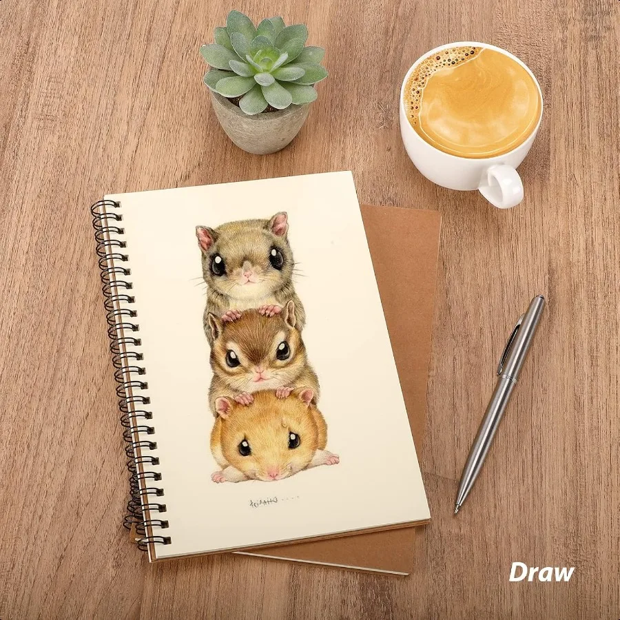 7 Pack Blank Spiral Notebook A5 Unlined Spiral Notebook 100 Pages Journal Sketch Books 8.3x 5.5 Soft Cover Kraft Diary Planner