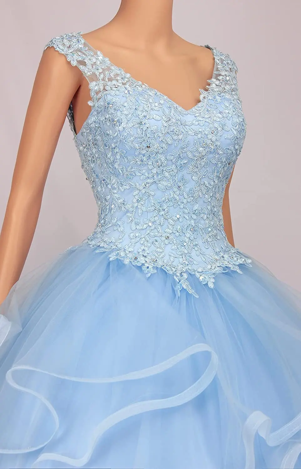 CharmingBridal-vestido De quinceañera con cuello en V para mujer, vestido De baile De graduación De encaje De talla grande, Vestidos con volantes, dulce 16, 15 Años, 2022