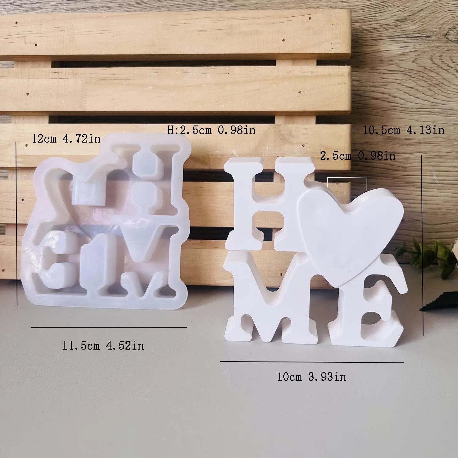 Neue Form Valentinstag Brief Blume Vase Dekoration Silikon Form HAUSE Brief Herz Ornament Dekoration Gips Tropf Formen – Detail 6