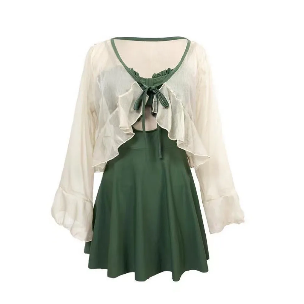 Sheer Blouse Irregular Women Flare Long Sleeve Ruffles Fairycore Summer Breathable Lightweight Lace Up Korean Style Fashion Cozy