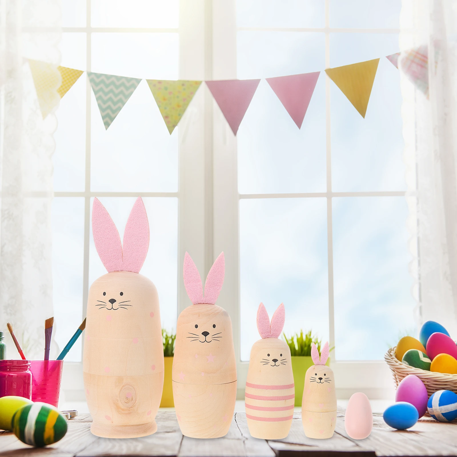 

Russian Ornaments Nested Wooden Ceramics Nesting for Kids Eggs Easter Child Toy