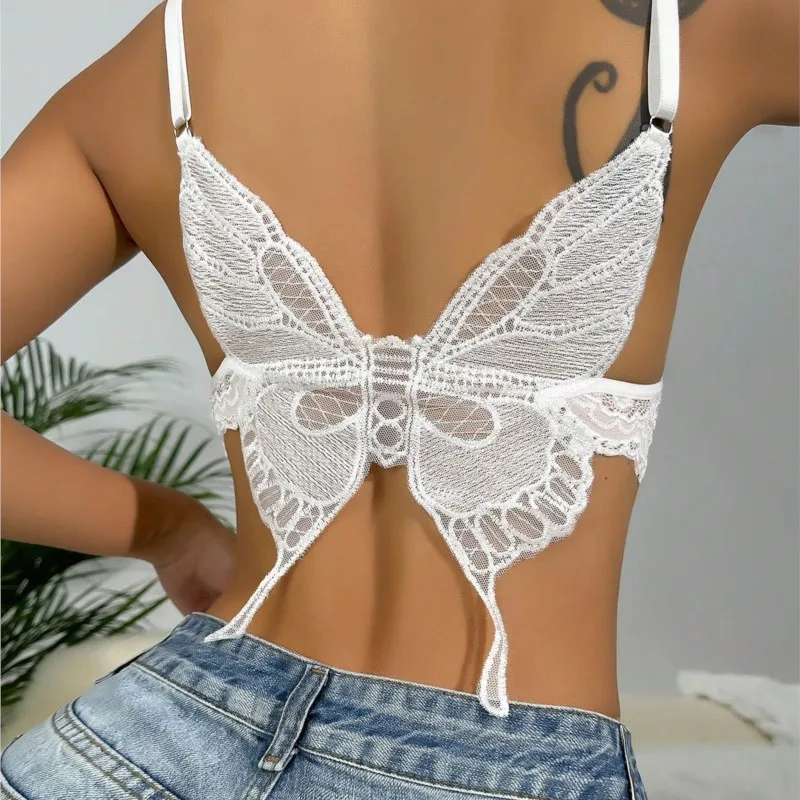 Sexy Bra Set V-neck Lace Lace Butterfly Suspender Vest Strapless Style Slim Fit Underwear For Women Lingerie Bra Senxual Thong