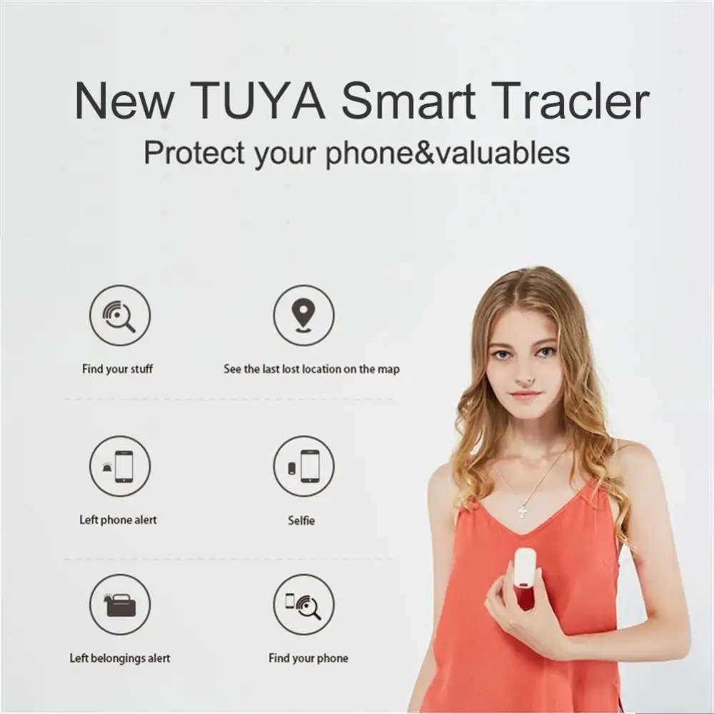 Tuya Mini GPS Tracker Smart Wireless Anti Lost Keychain Alarm Location Tracker Tag 2-Way Search Key Finder Smart Life Products