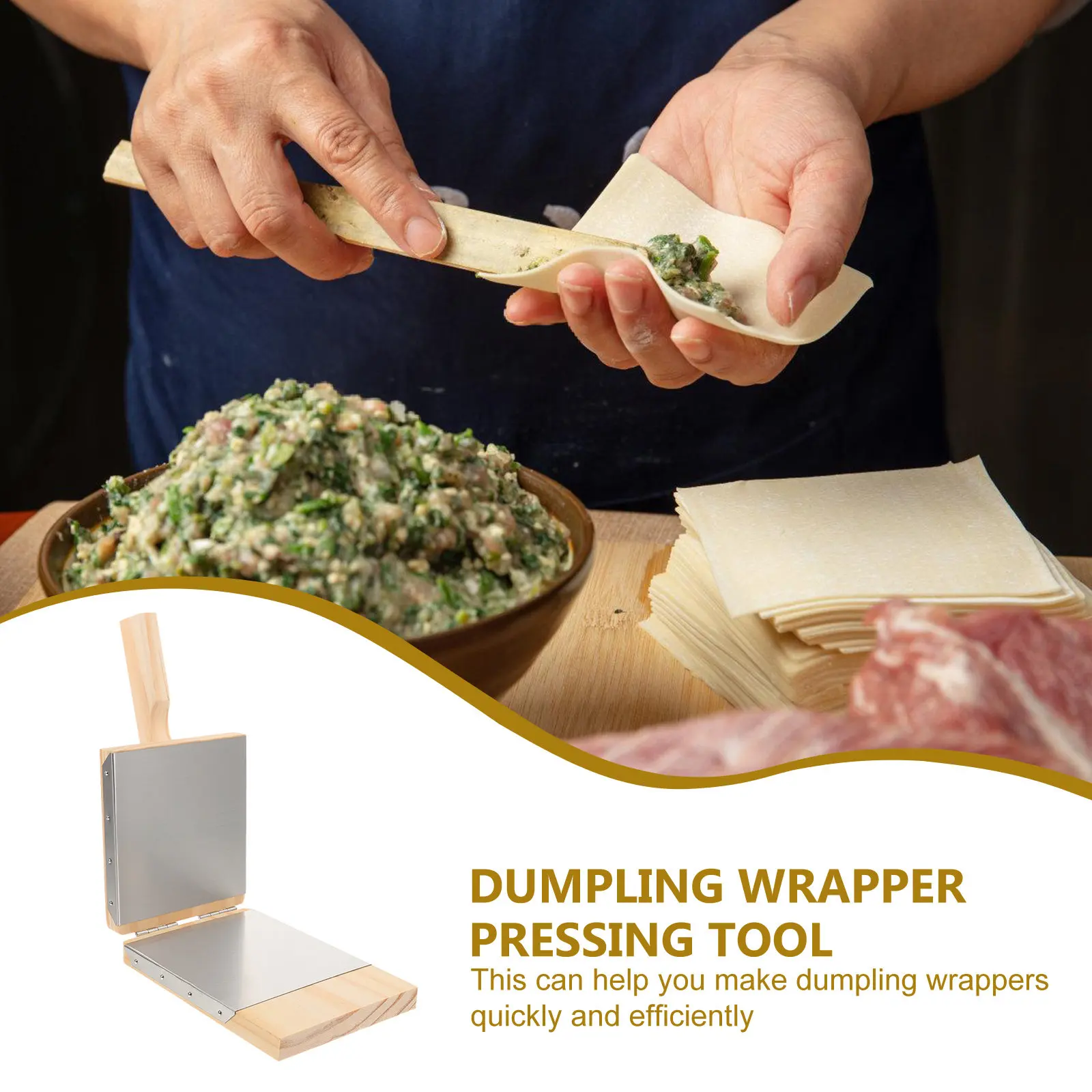 

Wooden Handle Stainless Steel Dumpling Press Mold Efficient Wrapper Maker Home Kitchen Dumpling Skin Artifact Dough Pressing