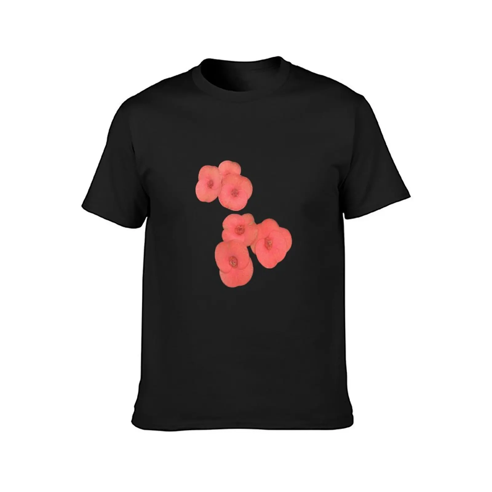 Euphorbia milli, Euphorbiaceae Euphorbi, red flower isolated on white background, Poi Sian flower T-Shirt blacks mens clothing