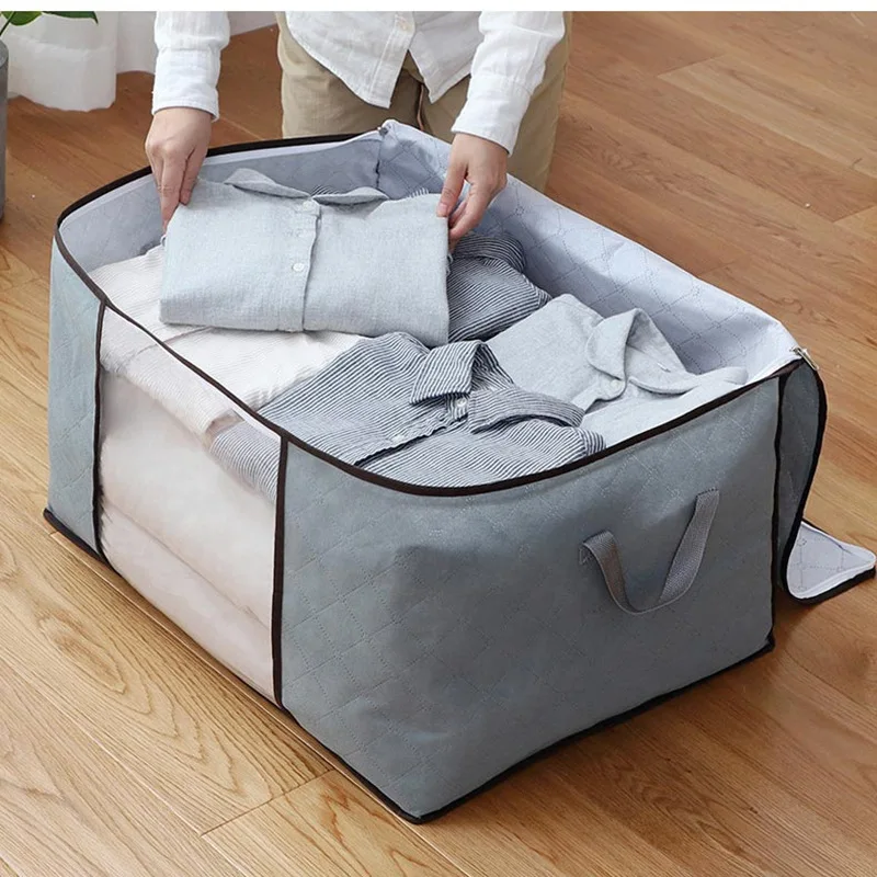 90L Large Storage Bags,Bins Foldable Closet Organizer Storage Containers with Durable Handles Thick Fabric for Clothing, Blanket