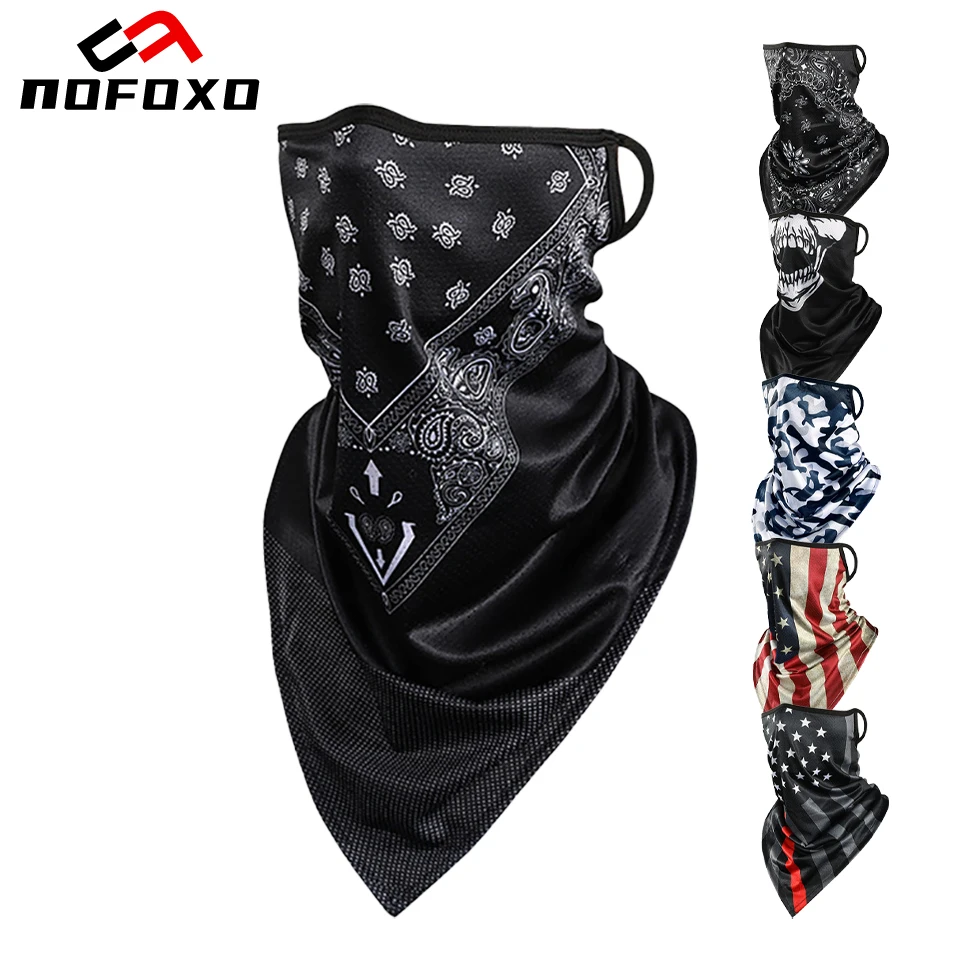 NOFOXO Ice Silk Headscarf Hanging Ears Breathable Quick Drying Triangular Scarf Bandana For Outdoor Cycling Fishing Hiking