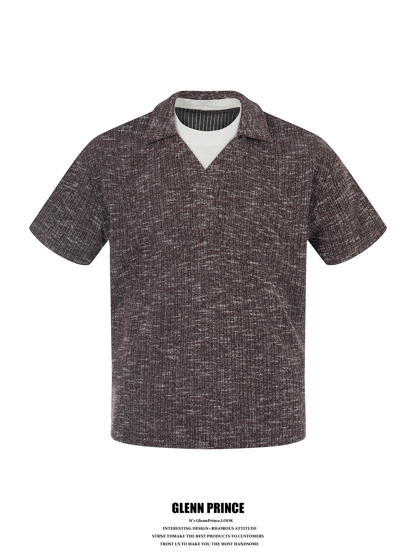 

High Quality Knitted Short Sleeve T-Shirt Men's CleanFit Texture American Style Casual Wear Summer Fashion