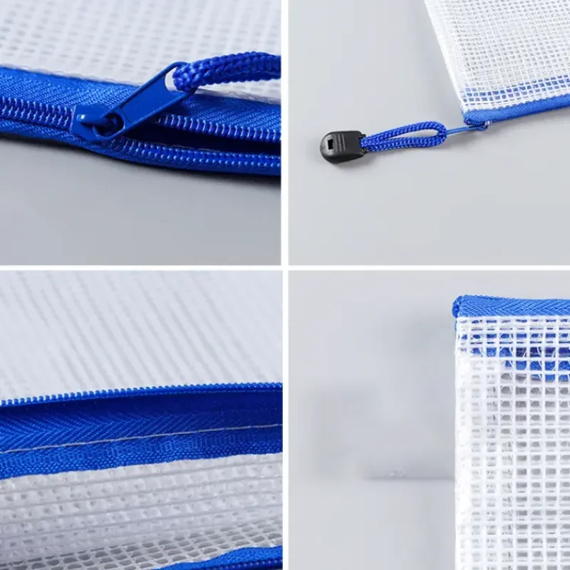 10/24Pcs Mesh Zipper Pouch Document Bag, Plastic Zip File Folders, Letter Size/A4 Size, for Office Supplies