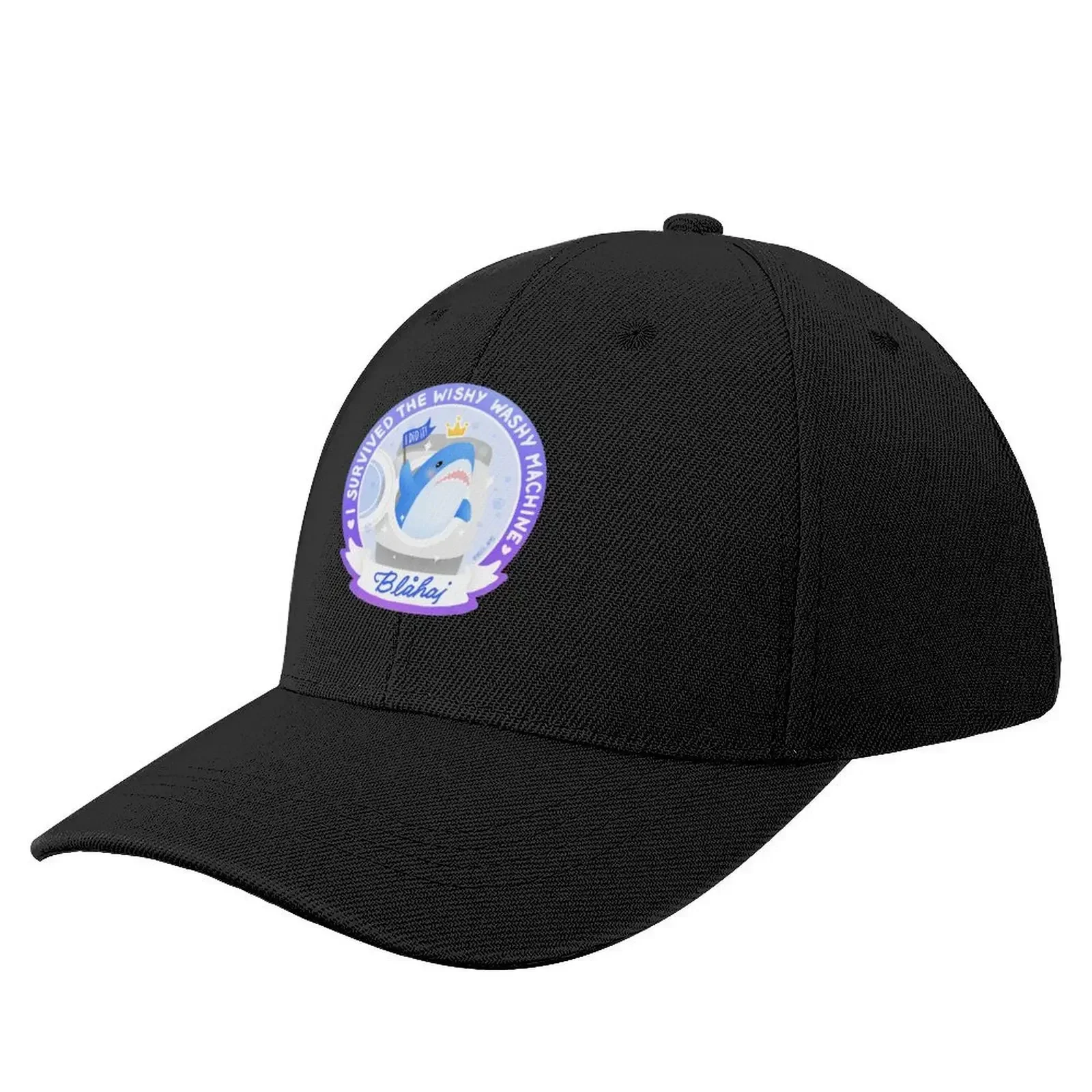 

Blahaj: I survived the wishy washy machine Badge Baseball Cap Icon Designer Hat Luxury Hat Men's Women's