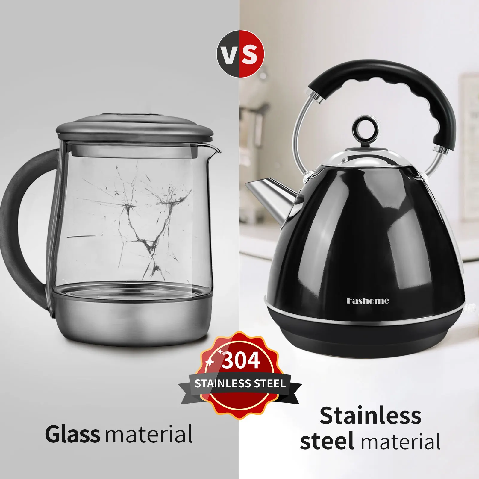 Bouillotte à eau chaude en acier inoxydable avec indicateur LED, bouilloire électrique à ébullition rapide, cafetière, théière pour la famille, cadeaux de Noël, 1500W, 120V