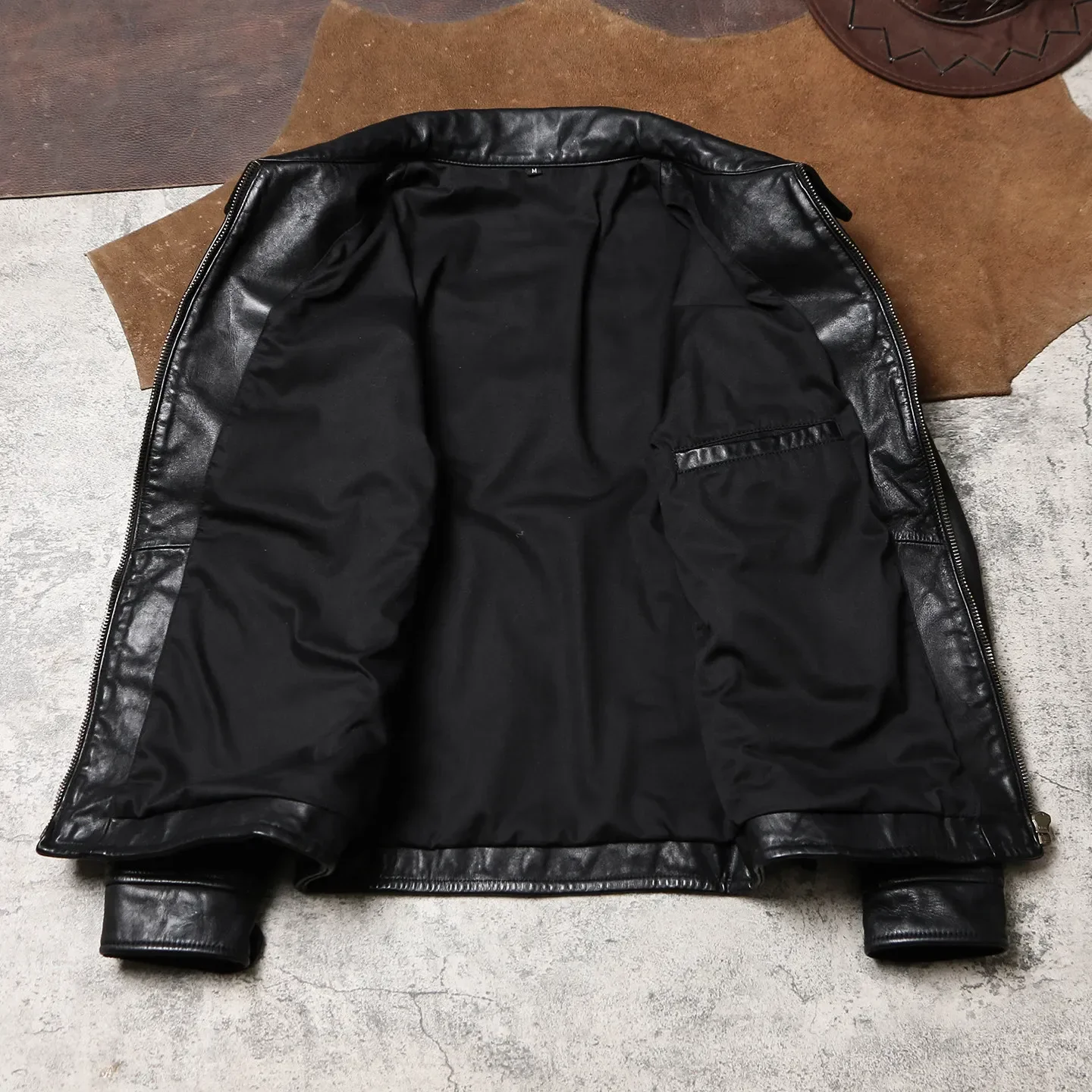 Tailor Brando Batik Horsehide Men's Classic Mendoza Short Genuine Leather Biker Jacket