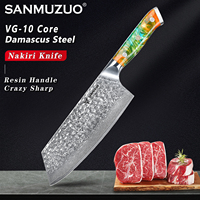 SANMUZUO Nakiri Knife - 7.5 inch Cleaver Knife- Yao Series - VG10 Damascus Steel Kitchen Knife -Sharp and Durable - Resin Handle