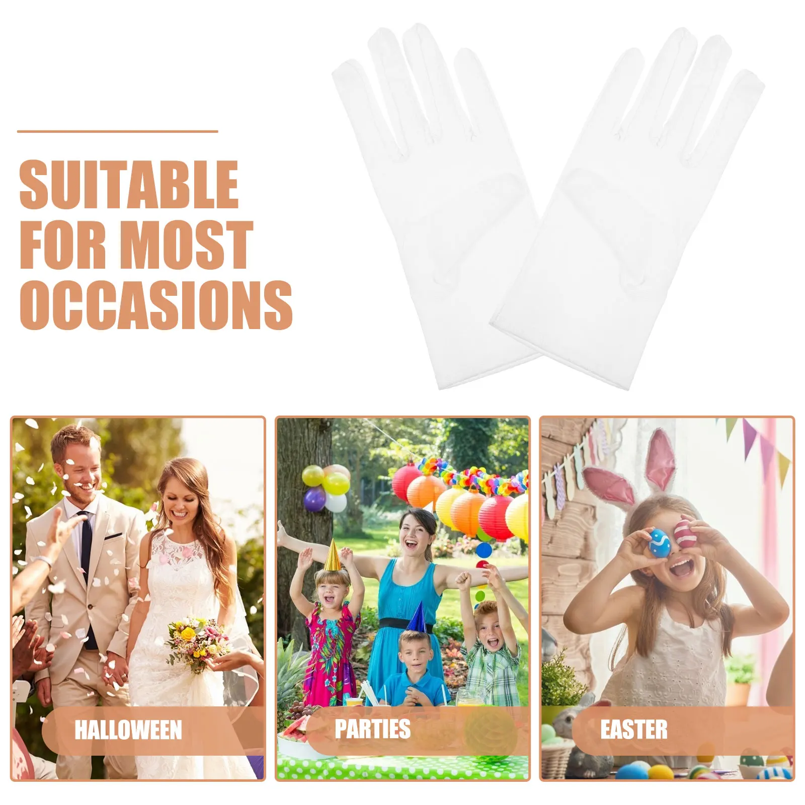 

Elastic Kids Gloves White Stretchy Polyester Costume Accessories 11-14 Years Comfortable Halloween Party Wedding Prom Masquerade