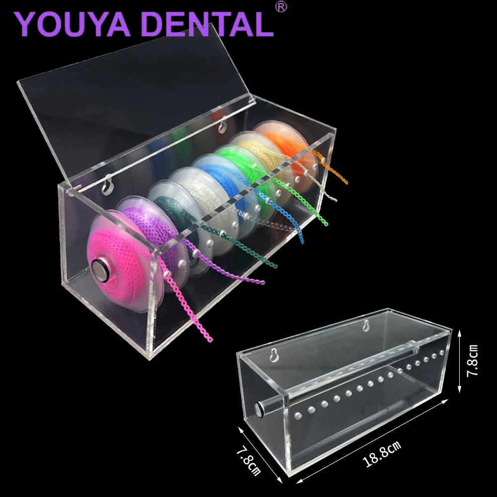 1Pcs Dental Orthodontic Power Chain Acrylic Dispenser Placing Box Orthodontic Elastic Rubber Bands Power Chain Organizer Case