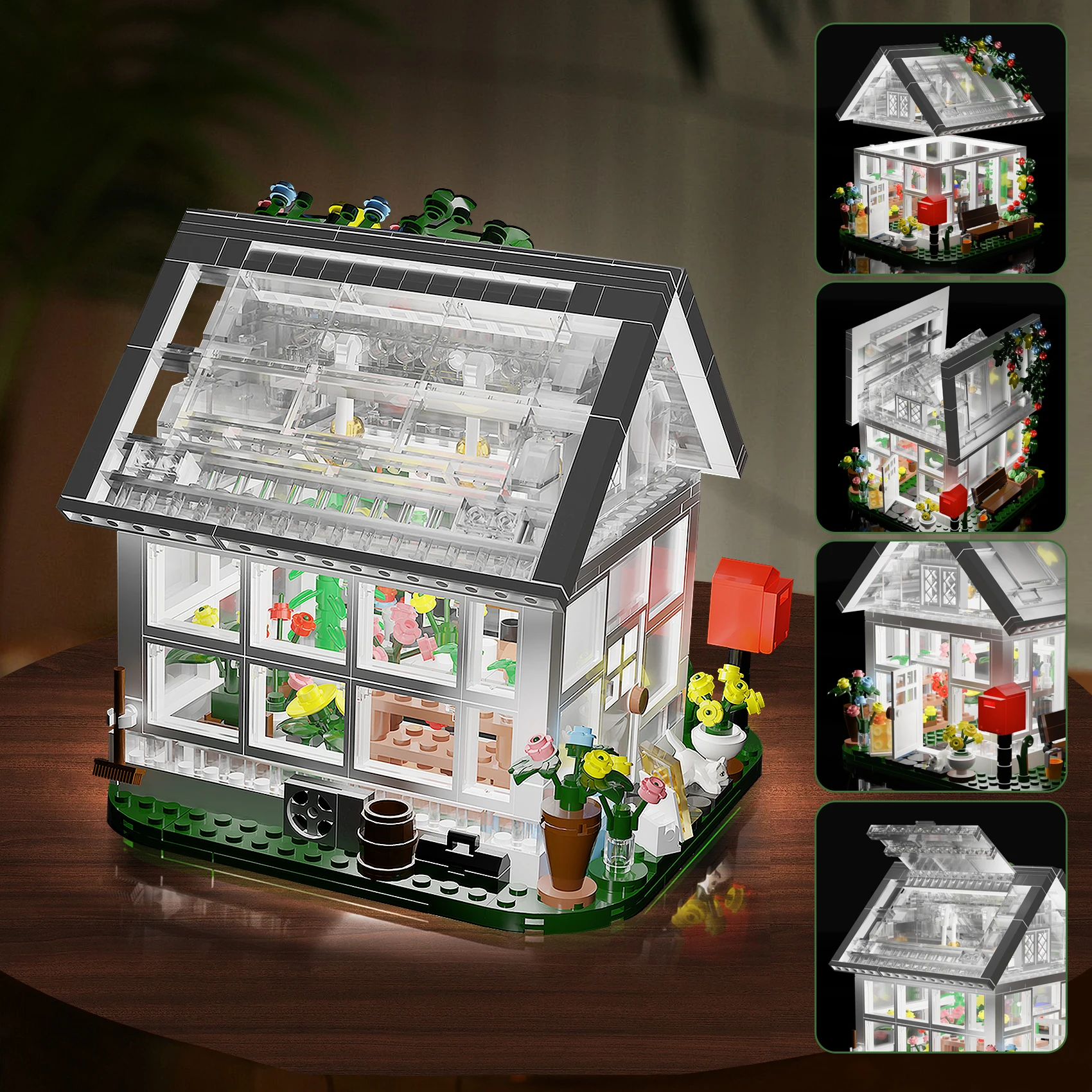 

Creative Flower House Mini Building Blocks Set City Street View Greenhouse Model Assemble Bricks Kits Toy Gift For Children Girl