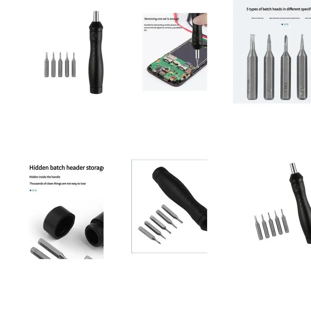 

652F Compact Ratcheting Screwdriver 5 Bit Included Nonslip Grip Built in Storage for Easy Portability