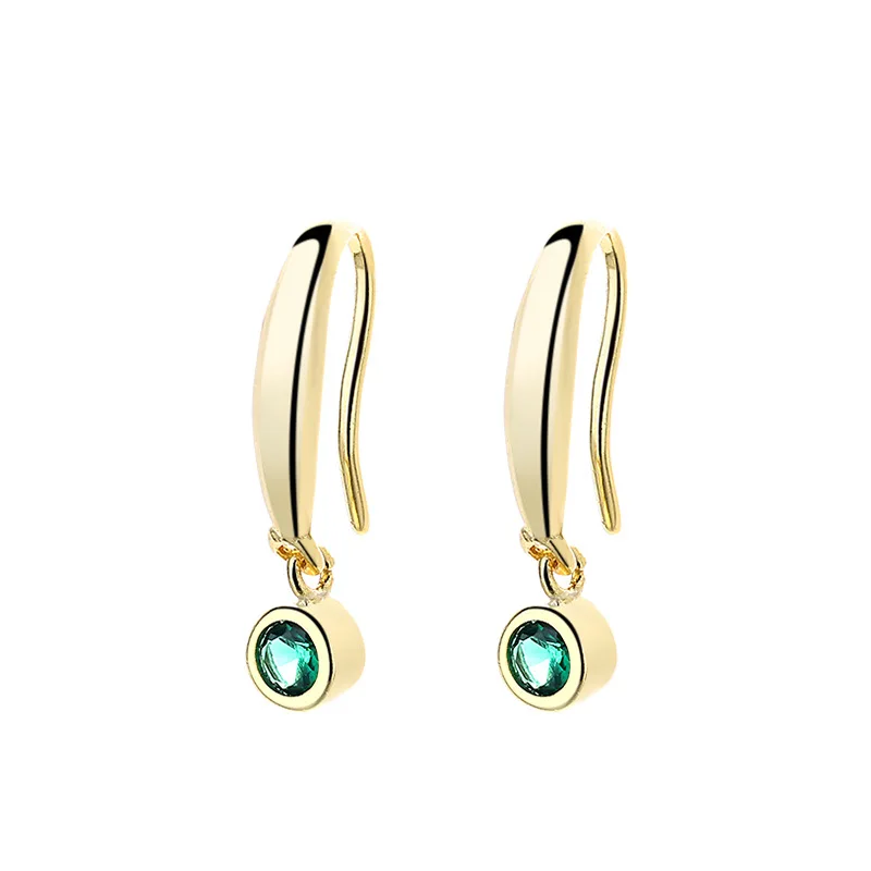 RYJU-pendientes de plata de ley 925 para mujer, aretes minimalistas de circonita redonda verde, joyería de lujo para fiesta de boda, accesorios de regalo