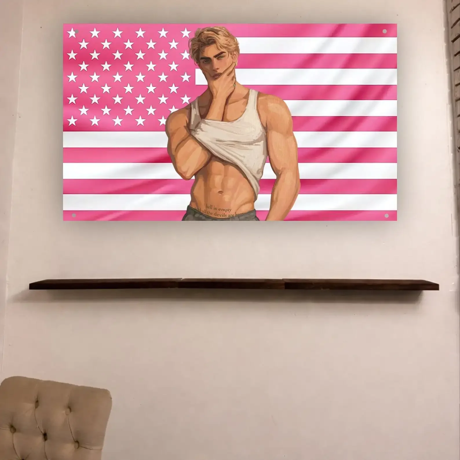 Aaron Warner Pink American Flag Garage Decoration for Bedroom Stuff Tapestry Funny Flags Outdoor Decorations Barber Shop Flaga