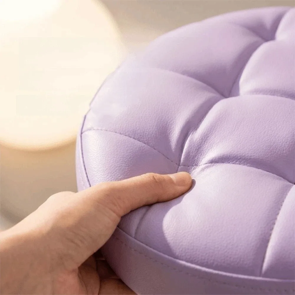 Round Shape Sliding Wheel Stool Padded Seat Universal Wheel Low Stool Solid Frame Contrasting Color Shoe Changing Stool