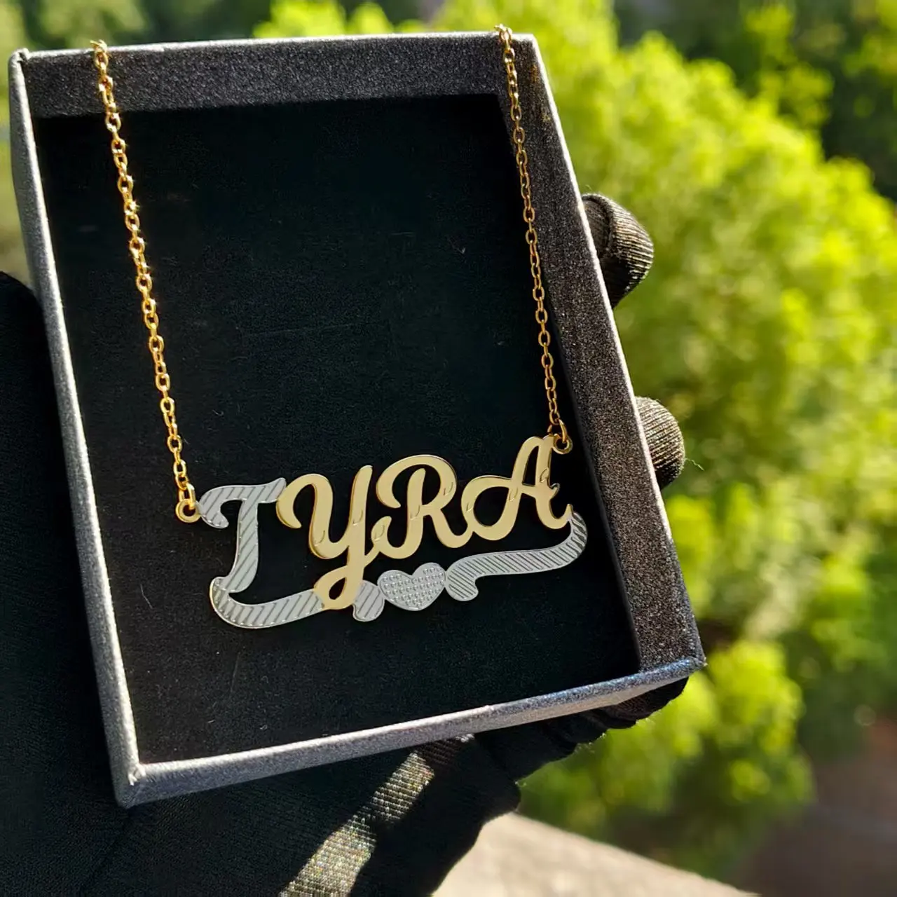 

DCEE Wholesale Customized Name Two tone Necklace Personalized Letter Gold+Silver Necklace Christmas Gift Factory Direct Sales