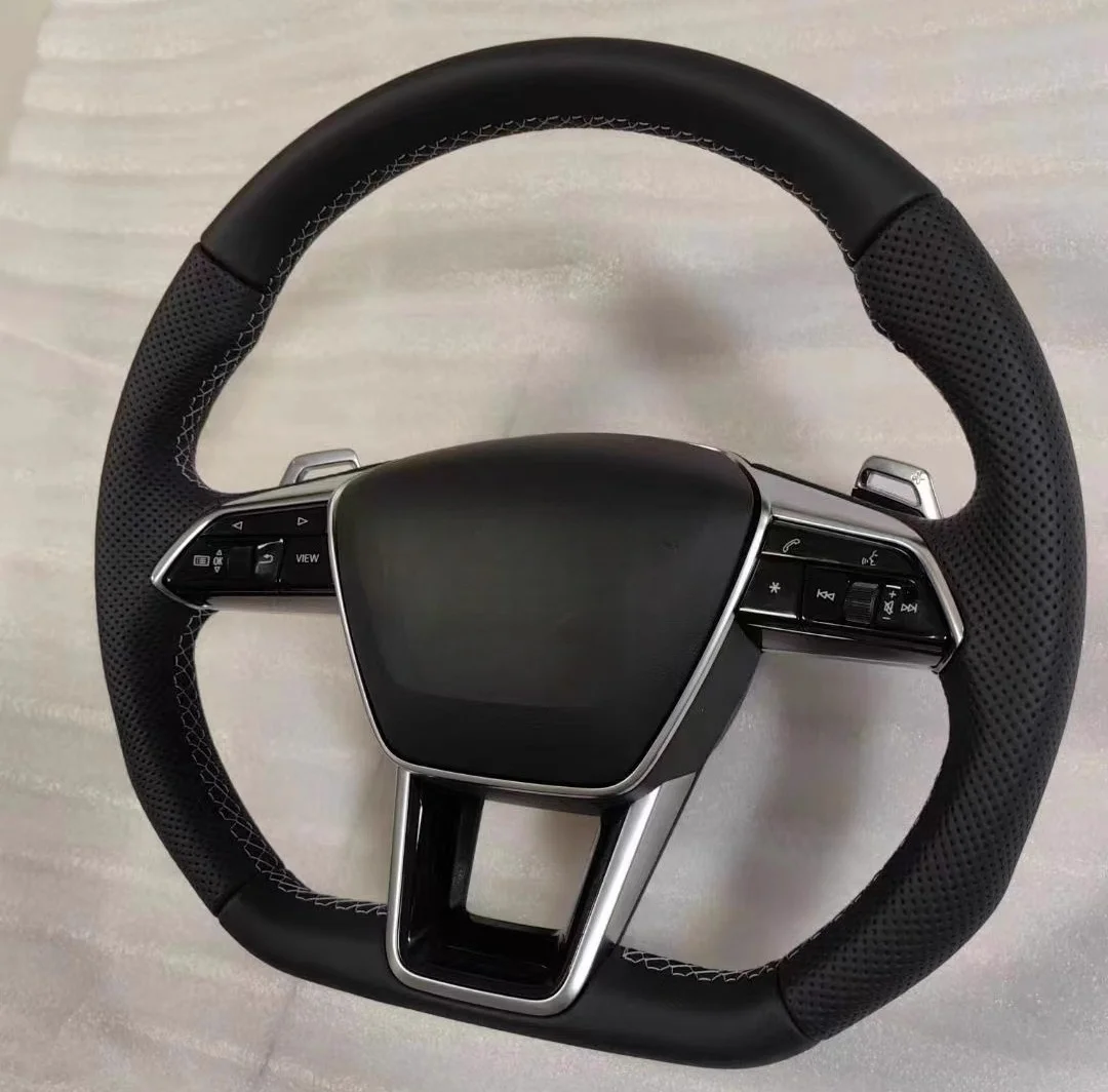 

Customized Heating Genuine Leather Car Steering Wheel Fit For Audi A4 A5 Q3 Q5 Q5L Q7 Q8 Steering Wheel Car Accessories
