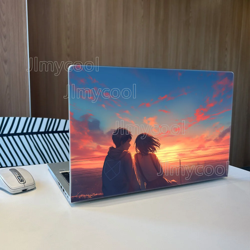2 Pieces Pink Sunset Couple Vinyl Laptop Sticker Self-adhesive Case for HP Lenovo Apple Easy To Install Decal Stickers