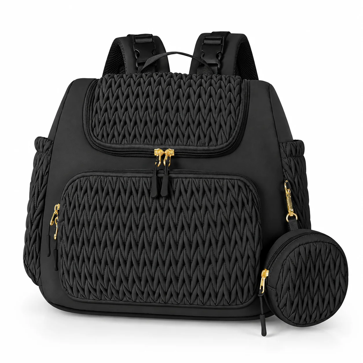 Large Capacity Baby Travel Backpack, Water-Resistant Nylon Mommy Bag with Wet Dry Pockets, Pacifier Case and Changing Mat