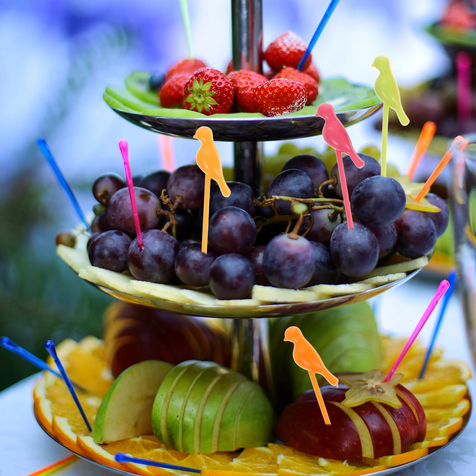 

Tree and Bird Style Plastic Fruit Fork White 145x14cm Toothpick Set Outdoor Picnic Fruit Pick Tool Outdoor Toothpick