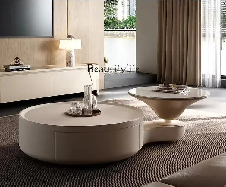 

FG52home living room art high-end sense size round coffee table combination