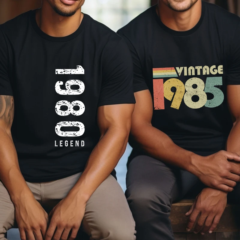 Made in 1980 45st Birthday T-shirts 1980 To 1989 Legend Classic Tops Vintage 1985 40th Birthday Gift Summer Men's T-shirts Tops
