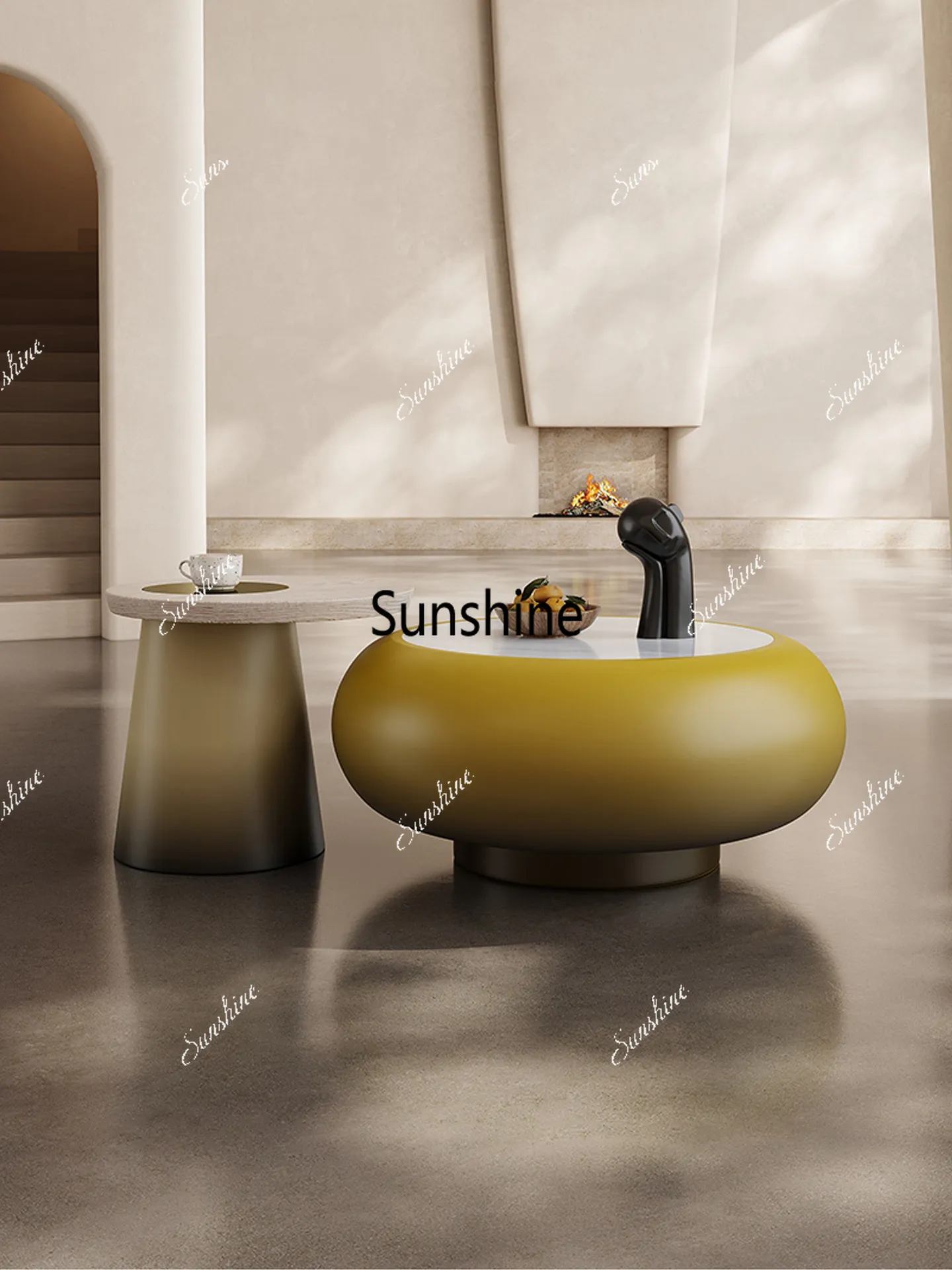 

Italian minimalist light luxury modern high-end living room household size special-shaped coffee table