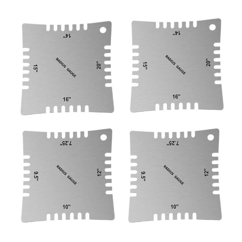 Stainless Steel Guitar Notched Radius Gauge Measuring Tool Set Guitar Fret Ruler