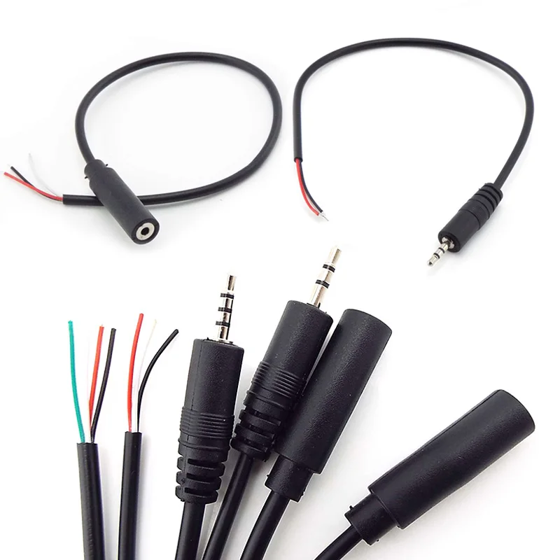 25CM 2.5mm 3pole 4pole Connector Cable Male Female Plug 3pin 4pin Extension Wire DIY Audio Repair Cable Adapter 1pcs/5pcs J17