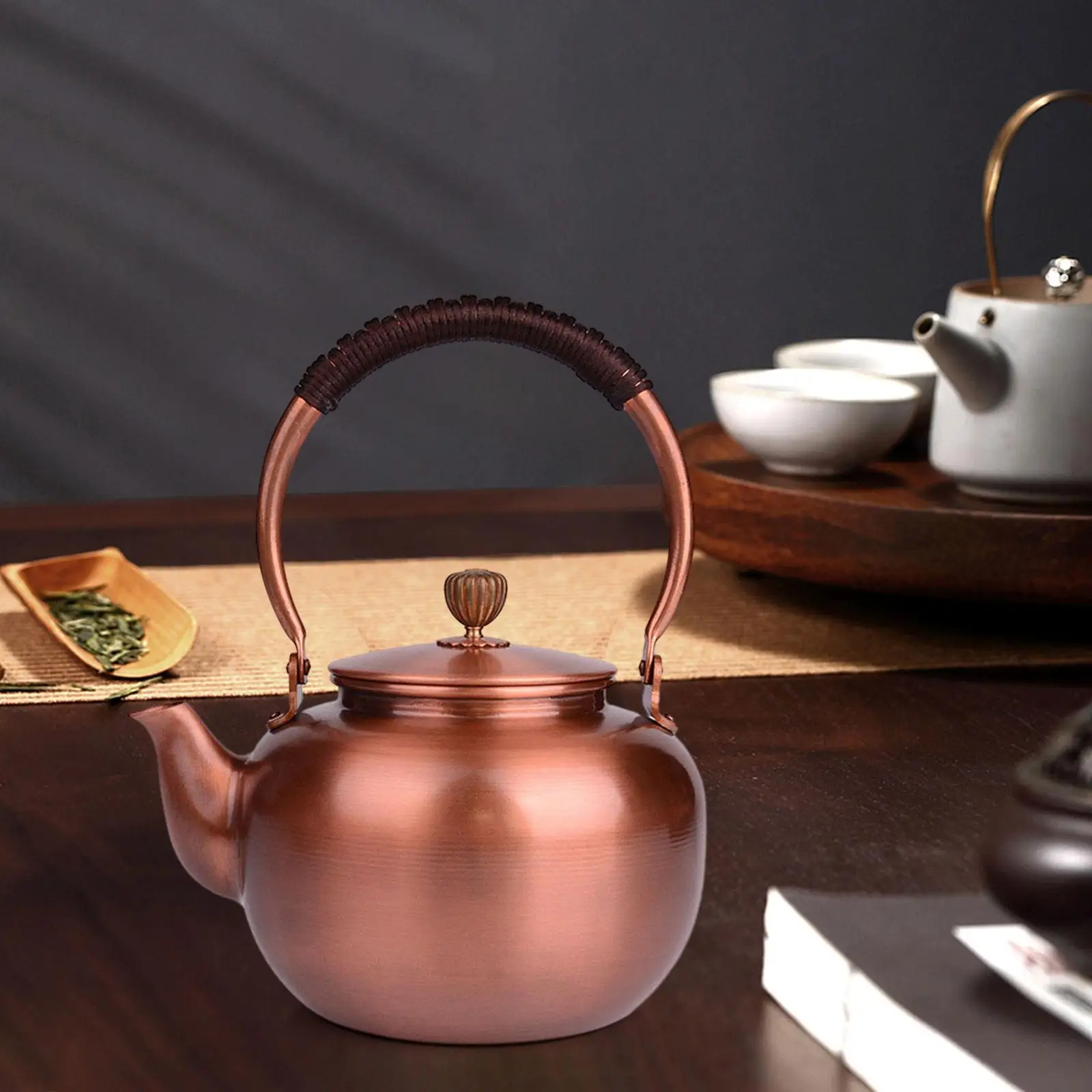 

Copper Teapot 1200ml Water Boiler Jug Tea Dispenser Multifunctional Tea Kettle for Kitchen Tea Lovers Gift Picnic Home Tea House