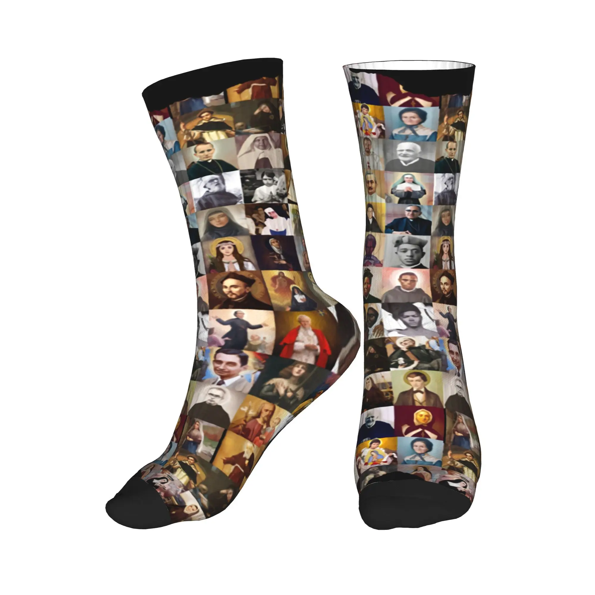 Calcetines con estampado novedoso de All Saints Catholic Saints Tutti i Santi para mujeres y hombres, calcetines elásticos para verano, otoño e invierno