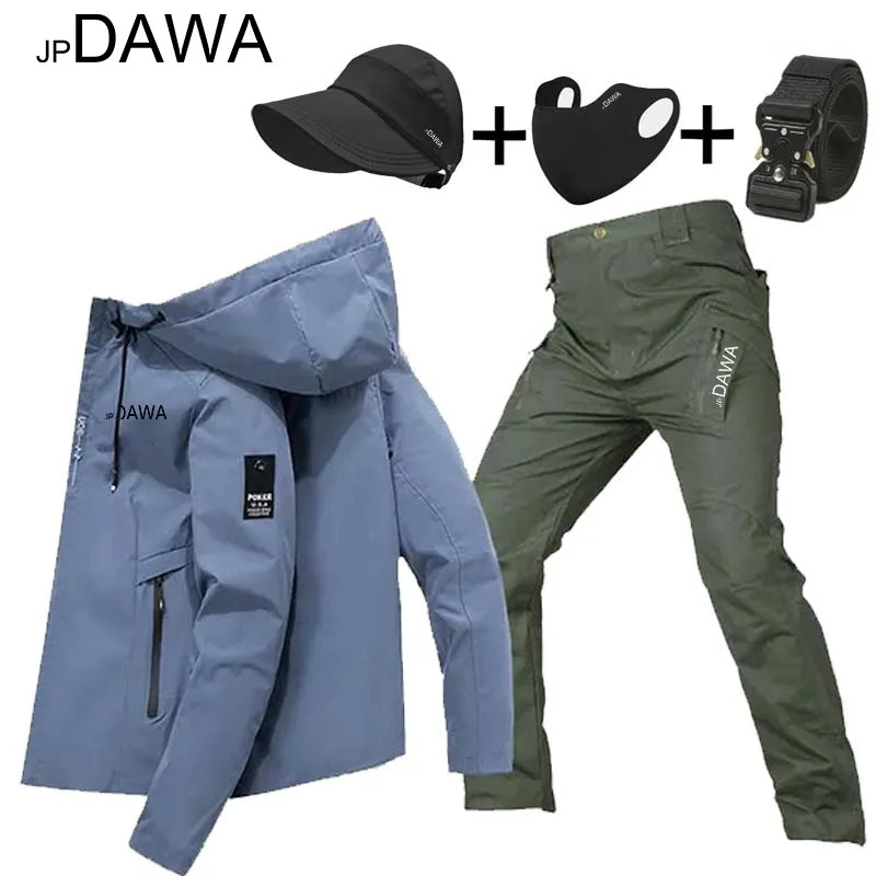 

2025 весенне-осенний мужской комплект с капюшоном для альпинизма, рыбалки и пешего туризма, мужские военные брюки, теплые, ветрозащитные, водонепроницаемые