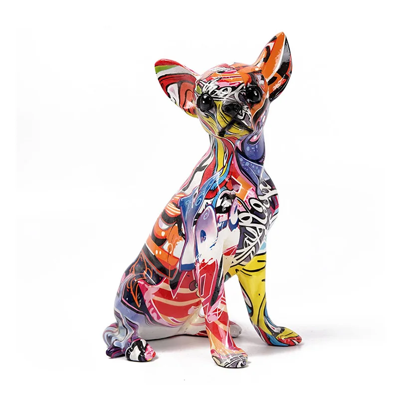 

Creative Colorful Puppy Decor Chihuahua Figurine for Living Room Entrance Bar Cabinet