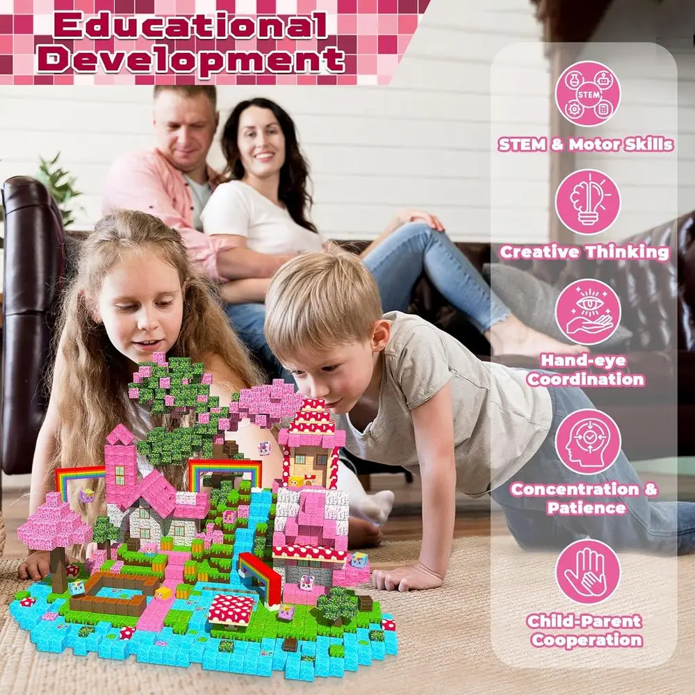 Unicorn Themed Magnetic Building Blocks - 150-Piece Educational STEM Toy for Kids, Strong Magnets, Sensory Play, Ideal Gift for